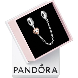 image:imagePANDORA Family Heart Safety Chain Charm  Gift for Her  Compatible with PANDORA Moments  Sterling Silver PANDORA Rose amp Cubic Zirconia  With Gift Box