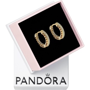 image:imagePANDORA Heart Hoop Earrings  Great Gift for Women  Stunning Womens Earrings  14k Gold amp Cubic Zirconia  With Gift Box  17 mm