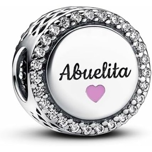 image:imagePANDORA Moments Love Abuelita Engravable Charm  Sterling Silver Charm with Cubic Zirconia amp Enamel  Jewelry for Women  Includes Gift Box