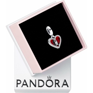 image:imagePANDORA Moments Red Heart amp Keyhole Double Dangle Charm  Sterling Silver Charm with Cubic Zirconia amp Red Enamel  Jewelry for Women  Includes Gift Box