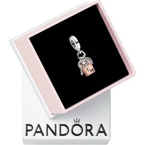 image:imagePANDORA Twotone Key Padlock amp Heart Triple Dangle Charm  Compatible Moments  Made Rose Sterling Silver amp Cubic Zirconia  With Gift Box