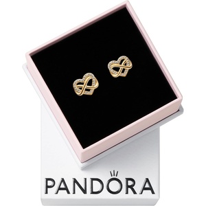 image:imagePANDORA Moments Sparkling Infinity Heart Stud Earrings  14K GoldPlated Earrings with Cubic Zirconia  Jewelry for Women  Includes Gift Box