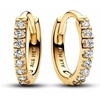 image:imagePANDORA Timeless Sparkling Huggie Hoop Earrings  14K GoldPlated Earrings with Cubic Zirconia  Jewelry for Women  Includes Gift Box