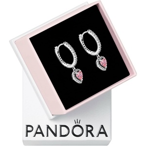 image:imagePANDORA Sparkling Halo Heart Hoop Earrings  Elegant Earrings for Women  Gift for Her  Made with Sterling Silver amp Cubic Zirconia  With Gift Box