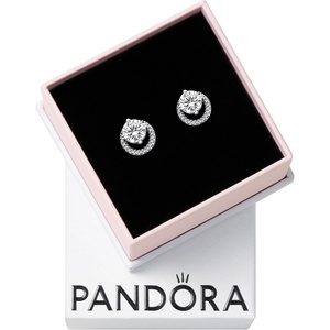 image:imagePANDORA TImeless Sparkling Round Halo Stud Earrings  Sterling Silver Earrings with Cubic Zirconia  Jewelry for Women  Includes Gift Box