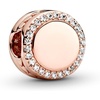image:imagePANDORA Moments Engravable Sparkling Button Charm  Jewelry for Women  Includes Gift Box14k rose goldplated unique metal blend