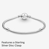 image:imagePANDORA Moments Sparkling Disc Clasp Snake Chain Bracelet  Sterling Silver Bracelet with ManMade Crystals  Jewelry for Women  Includes Gift Box160 Centimeters