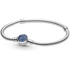 image:imagePANDORA Moments Sparkling Disc Clasp Snake Chain Bracelet  Sterling Silver Bracelet with ManMade Crystals  Jewelry for Women  Includes Gift Box230 Centimeters