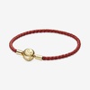 image:imagePANDORA Moments Woven Leather Bracelet with Gold Clasp  Gift for Her Shine  With Gift Box75 Inches