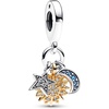 image:imagePANDORA TwoTone Celestial Triple Dangle Charm  Compatible with PANDORA Moments  Gift for Her  Stunning Womens Jewelry  Sterling Silver amp 14k Gold with Blue Crystals  With Gift Box