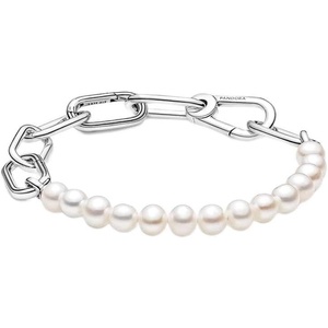 image:imagePANDORA ME Treated Freshwater Cultured Pearl Bracelet  Features 2 Connectors  Gift for Her  Sterling Silver with White Treated Freshwater Cultured Pearl  With Gift Box91 Inches