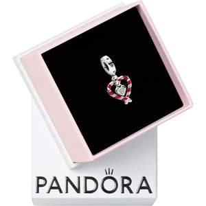image:imagePANDORA Moments Double Candy Cane Heart Christmas Dangle Charm  Sterling Silver Charm with Enamel  Jewelry for Women  Includes Gift Box