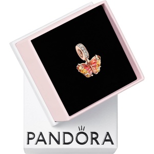 image:imagePANDORA Moments Pink amp Yellow Murano Glass Butterfly Dangle Charm  14k Rose GoldPlated Charm with Cubic Zirconia amp Murano Glass  Gift for Her  Includes Gift Box