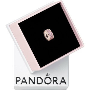 image:imagePANDORA Pink Pav Clip Charm  Gift for Her  Compatible Moments  With Gift Box Rose with Silicone amp Cubic Zirconia