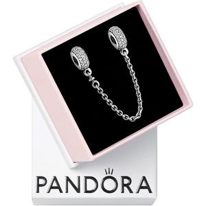 image:imagePANDORA Sparkling Pav Safety Chain Charm  Gift for Her  Compatible Moments  Sterling Silver amp Cubic Zirconia  With Gift Box