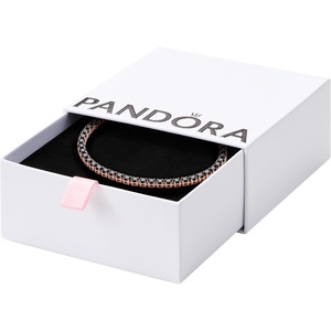 image:imagePANDORA Timeless Black Sparkling Tennis Bracelet  14K Rose GoldPlated Unique Metal Blend with ManMade Crystal  Jewelry for Women  Includes Gift Box160 Centimeters
