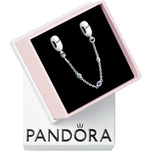 image:imagePANDORA Triple Blue Stone Safety Chain  Gift for Her  Compatible with PANDORA Moments  Sterling Silver amp Crystals  With Gift Box