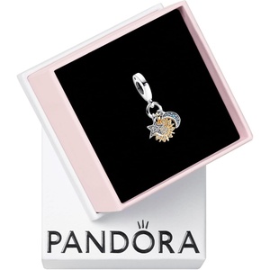 image:imagePANDORA TwoTone Celestial Triple Dangle Charm  Compatible with PANDORA Moments  Gift for Her  Stunning Womens Jewelry  Sterling Silver amp 14k Gold with Blue Crystals  With Gift Box