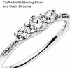image:imagePANDORA Clear ThreeStone Ring  Silver Ring for Women  Layering or Stackable Ring  Gift for Her  Silver with Cubic Zirconia  With Gift BoxSterling Silver