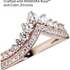 image:imagePANDORA Princess Wishbone Ring  Rose Gold Ring for Women  Layering Ring  Gift for Her  14k Rose with Clear Cubic Zirconia  With Gift Box
