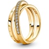 image:imagePANDORA Signature Crossover Pav Triple Band Ring  Plated Ring with Cubic Zirconia  Jewelry for Women  Includes Gift Box14k goldplated unique metal blend