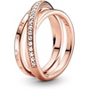 image:imagePANDORA Signature Crossover Pav Triple Band Ring  Plated Ring with Cubic Zirconia  Jewelry for Women  Includes Gift Box14k rose goldplated unique metal blend