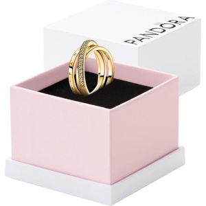 image:imagePANDORA Signature Crossover Pav Triple Band Ring  Plated Ring with Cubic Zirconia  Jewelry for Women  Includes Gift Box14k goldplated unique metal blend