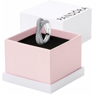 image:imagePANDORA Timeless Pav Crossover Dual Band Ring  Sterling Silver Ring with Cubic Zirconia  Jewelry for Women  Includes Gift Box