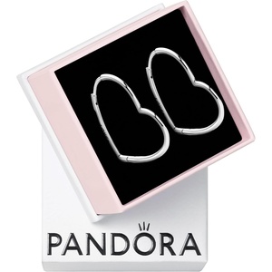 image:imagePANDORA Asymmetrical Heart Hoop Earrings  Classic Earrings for Women  Great Gift for Her  Made with Sterling Silver
